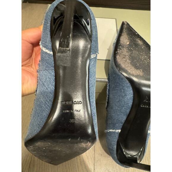 Tom Ford Frayed Raw Blue Denim Pointed Toe Stiletto Heel Pumps Size 39 $790 MSRP - Picture 6 of 14